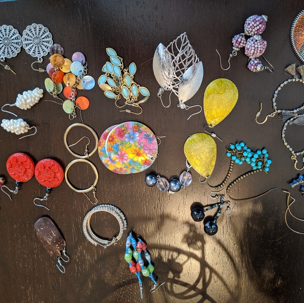 Set of assorted earrings.